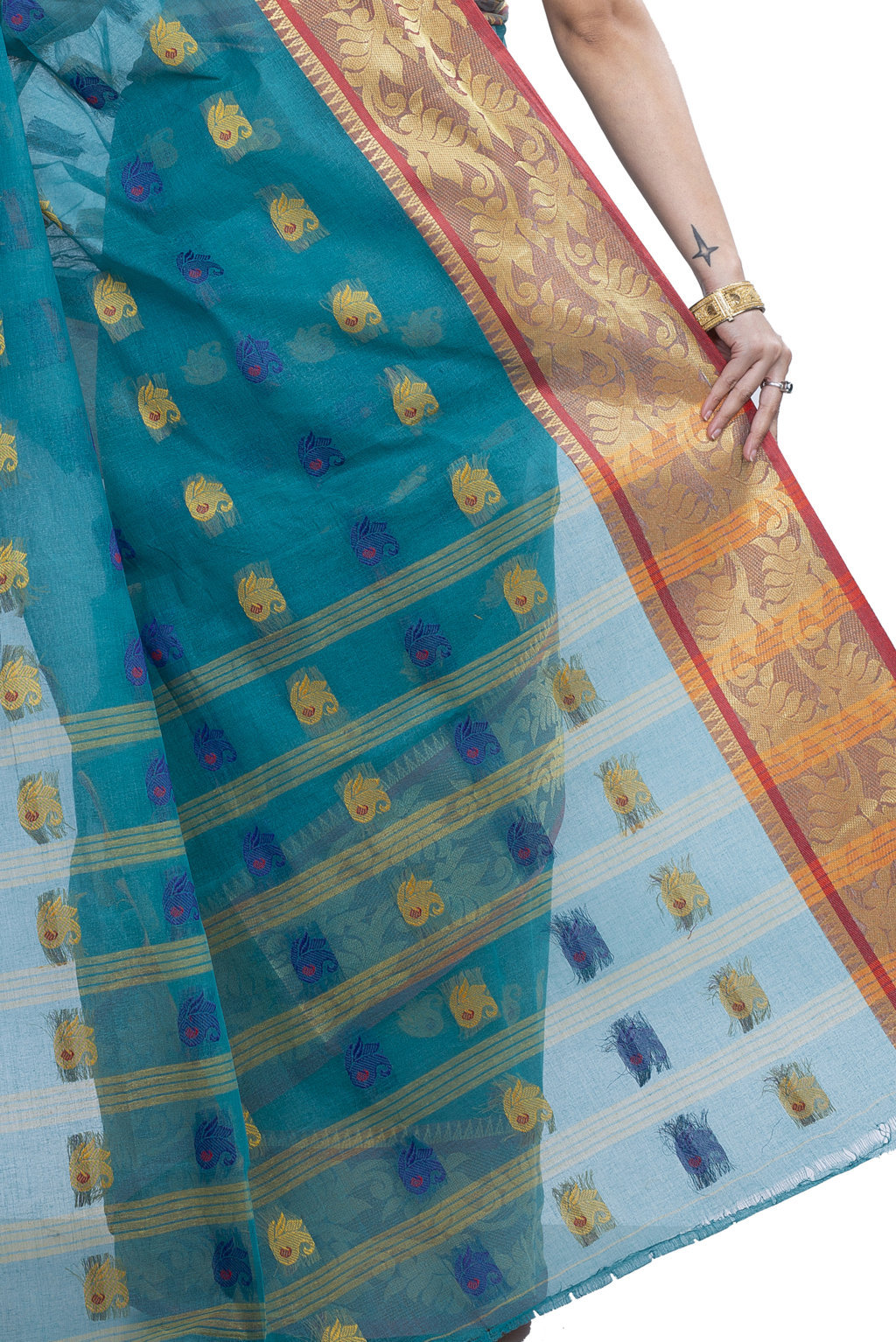 See Green Pure Cotton HasFul Tant Saree (789)